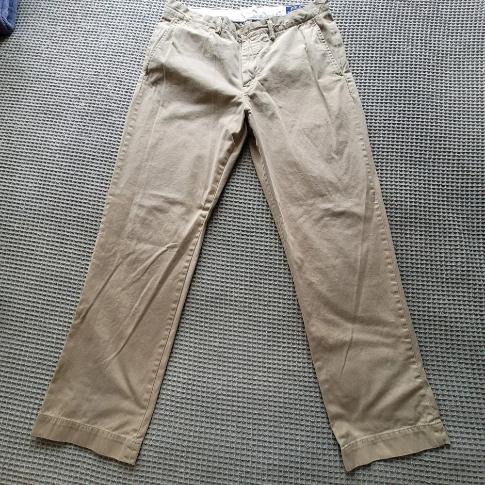 Polo Ralph Lauren Chino Pants Mens 35x32 Khaki‎ Tan Classic Fit Cotton Trousers